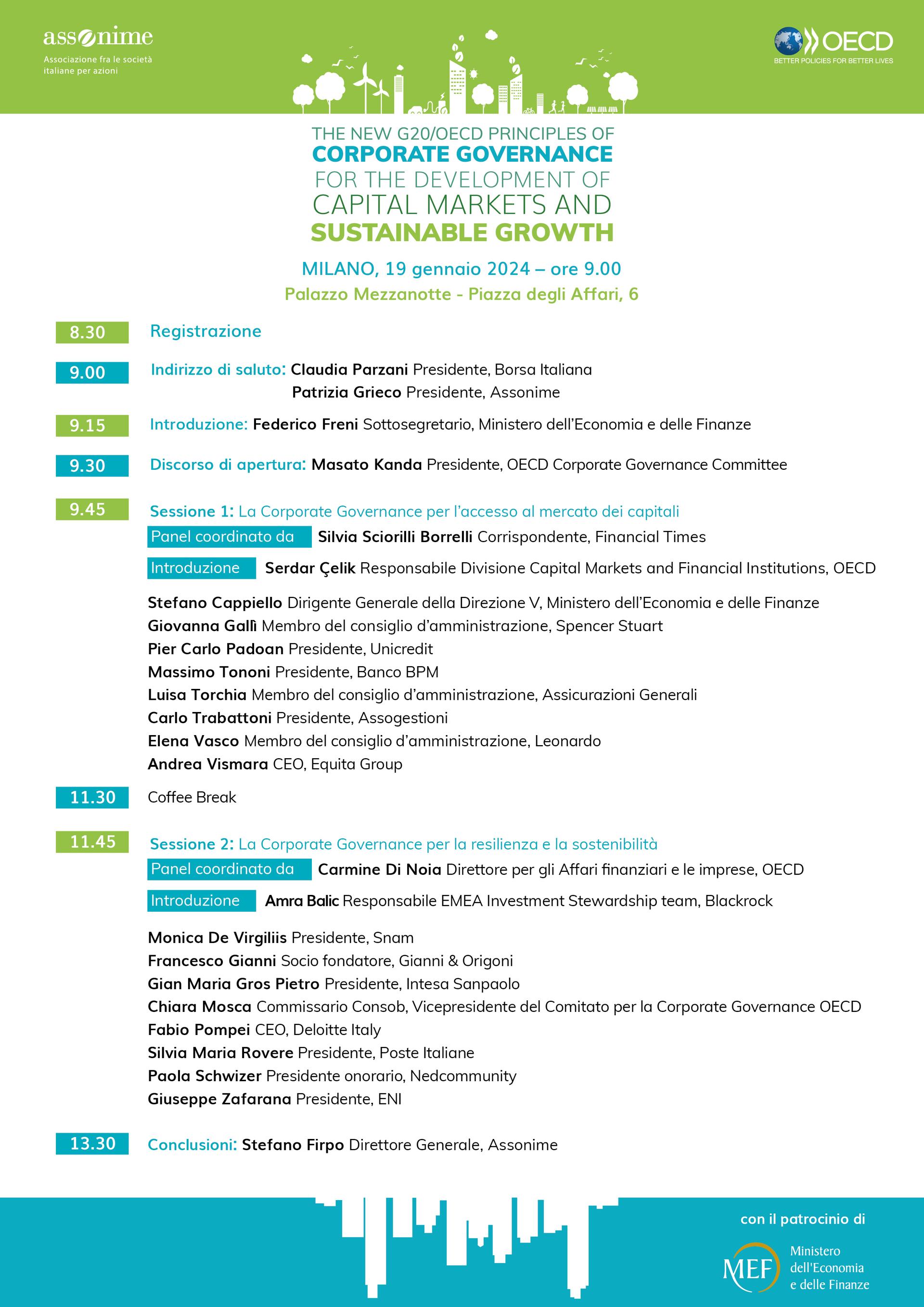 The new G20/OECD principles of corporate governance for the development of capital markets and sustainable growth